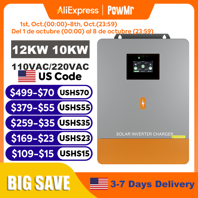 Split Phase Inverter 10Kw 110V 220V - Inversor Híbrido Solar PowMr 12KW 10KW